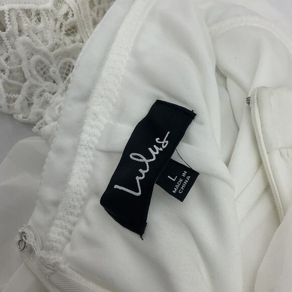 New Lulu's White Long Lace Wrap Bodice Women's A-Line Ball Gown Size L - NWT - Picture 4 of 6